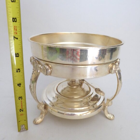 VINTAGE SHERIDAN SILVER CO. WARMING CHAFING DISH SILVER OVER COPPER 3 PIECE SET - Picture 2 of 16